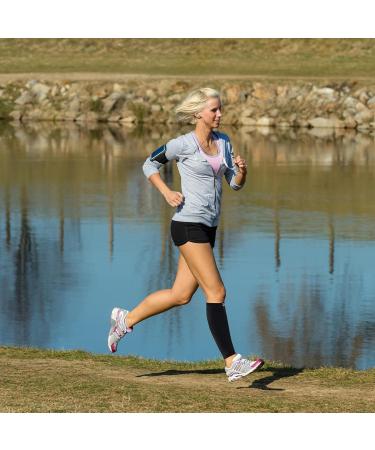 Zensah Calf/Shin Compression Sleeve - USA Made Single Leg Support for Shin Splint Relief | Small-Medium Black Compression Sleeve for Running & Recovery - Buy Online on GoSupps.com