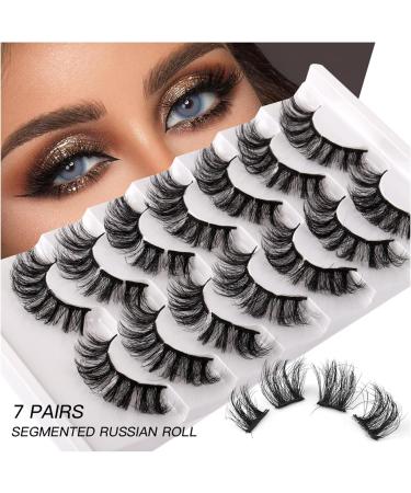 fdsmall False Eyelashes 8D Volume 15MM Wispy Long Fluffy Faux Mink Lashes Cat-Eye Natural Look False Eyelashes 7 Pairs (7 Pairs17) - Buy Online on GoSupps.com