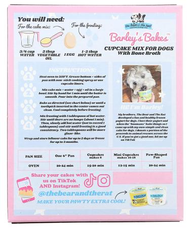 Bear and Rat Dog Cake Mix | Bone Broth Flavor, 9oz | Wheat & Gluten Free | Made in USA | Peanut Butter Frosting | Real Food Ingredients - Buy Online on GoSupps.com