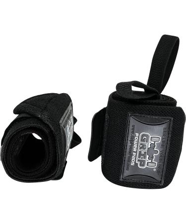 Grip Power Pads Wrist Wraps - Premium Quality Cotton Gym Bandage Straps for Weightlifting - Men & Women - PRO Rubber Jet Black - Buy Online on GoSupps.com