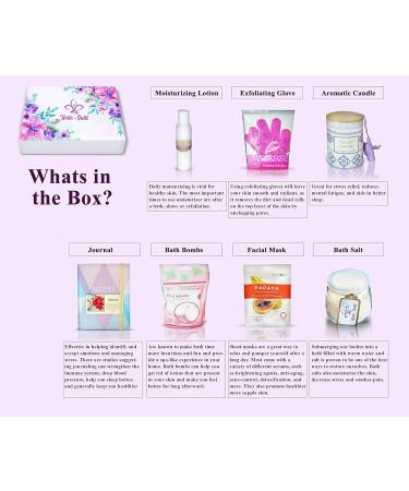 Belle-Sulit 7 pcs Relaxation Gift Spa Box for Women Includes Bath Bomb Face Mask Bath Salts Skin Nursing Body Lotion Exfoliating Glove Candle & Personal Journal - Buy Online on GoSupps.com