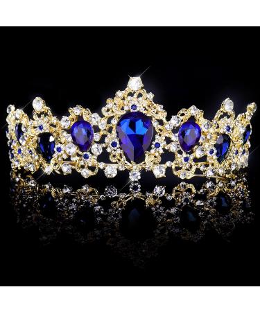 Didder Baroque Vintage Rhinestone Tiara - Blue Royal Crystal Women's Princess Crown - Bridal Hair Accessories for Wedding, Prom, Pageant & More - Buy Online on GoSupps.com