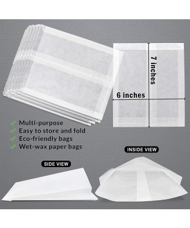 200 Pack Plain Glassine Wax Paper Sandwich Bags - Grease Resistant Parchment White Glossy - 7 x 6 x 1 Inches - Food Snack Wraps Baggies Sleeves - 200 Count - Buy Online on GoSupps.com