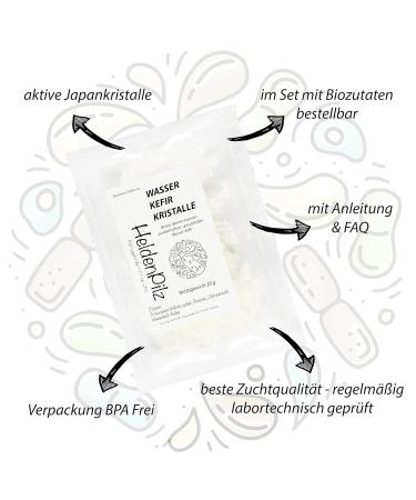 Water Kefir Starter Set - DIY Kefir Kit with Original Japanese Crystals - 20g Organic Cultures for Healthy Fermentation - Buy Online on GoSupps.com