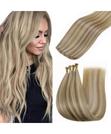 Hetto virgin treat real hair extensions to the intake genius treating extensions real hair natural hairdryer extensions blond highlight 50 cm #16/22 25g 50cm 4-3 VGHW #16/22