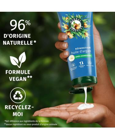 Herbal Essences R paration Apr s-Shampoing Huile d'Argan 200ml Cheveux Ab m s. Nutrition Intense pour Cheveux Doux et Lisses. Ingr dients d'Origine Naturelle* V gan et non Test sur les Animaux Herbal Essences Apr s-Shampoing 200ml - Buy Online on GoSupps.com