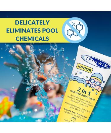 TRISWIM Junior After Swim Hair & Body Wash For Kids | Natural & Tear Free | Gently Removes Pool Chlorine & Odors | Prevents Skin Itching | Sweet Persimmon (200ml) - Buy Online on GoSupps.com