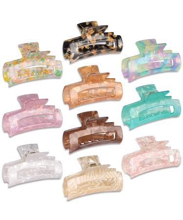 Magicsky 10 Pcs Hair Claw Clips for Women, Marble Tortoise Acrylic Large Hair Claw Clip for Thick Thin Hair, Cute Butterfly Hair Barrettes Pins, Aesthetic Styling Accessories for Girls,Brown Opal Pink Multicolor B