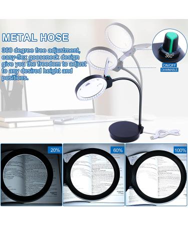 10X 20X Magnifying Glass with Light and Stand | Brightness Adjustable Desk Lamp for Reading, Close Work, and Hobbies - Buy Online on GoSupps.com