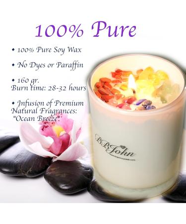 Chakra Crystal Candle - Healing Crystals & Gemstones for Manifestation Meditation & Stress Relief | Natural Soy Wax Aromatherapy - Buy Online on GoSupps.com