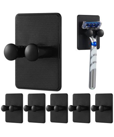 Fanshionide 6 pieces of razor bracket shower razor holder shower without brilliant holder Razor shower multi -purpose hook self -adhesive wall hooks for bathroom bedroom kitchen (black)