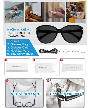 Buy Fashion Sun Reading Glasses for Women - UV400 Protection Durable Round Design Multiple Strengths Available (Black 1.25x - Buy Online on GoSupps.com