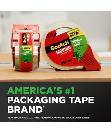 Scotch Tough Grip Moving Packaging Tape  1.88" x 54.6 yd  Strong Hold on All Box Types Including Recycled  Secures Boxes up to 80 lbs  1.88" x 54.6 yd  3" Core  Clear  1 Dispensered Roll (3500-RD) 1 Roll - Buy Online on GoSupps.com