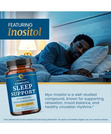 Complete Sleep Support | Myo Inositol + Magnesium Glycinate | Restful Sleep & Relaxation Support | 1100MG Complex | Melatonin-Free, Non-GMO | Inositol Supplement with Magnesium-Glycinate | 60 Ct - Buy Online on GoSupps.com