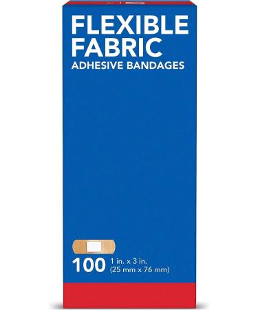 100 Ct All Health Flexible Fabric Adhesive Bandages 1x3 in - Flexible Protection for First Aid and Wound Care - Buy Online on GoSupps.com