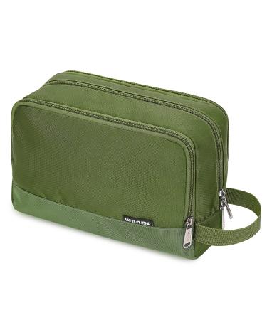 WANDF Toiletry Bag Water-Resistant Nylon Travel Wash Bag Lightweight Dopp Kit for Men and Women(A-Pure Army Green)