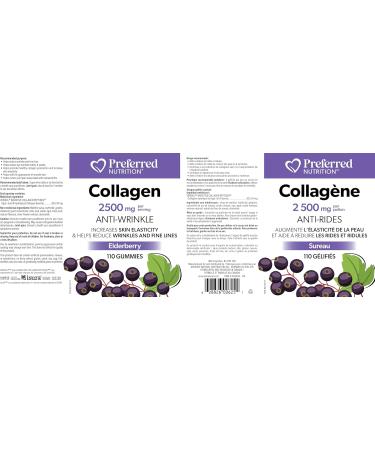 Preferred Nutrition Collagen 110 Gummies Elderberry Flavour Promotes Healthy Collagen and Elastin Production Helps Reduce Wrinkles and Fine Lines 2500mg per serving Hydrolyzed Bovine Collagen Peptides - Buy Online on GoSupps.com