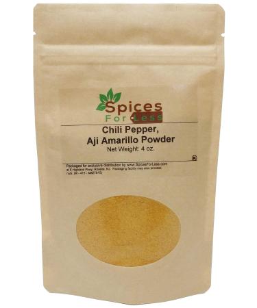 SFL Chili Pepper, Aji Amarillo Powder - 4 oz - Kosher Certified - Premium Quality Aji Amarillo 4 Ounce (Pack of 1)