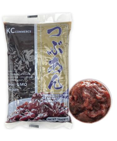 KC Commerce Sweetened Red Bean Paste - Adzuki Beans, Japanese Mochi Rice Cake Sweets Anko, Mashed TSUBUAN, VEGAN & GLUTEN-FREE, NO PRESERVATIVE, NO-MSG, NON-GMO, 14.11oz, (Coarse) 14 Ounce (Pack of 1)