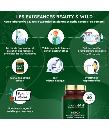 Laboratoires Beauty&Wild D tox Foie Artichaut Chardon Marie Pissenlit - Coupe Faim Drainage h patique digestion minceur naturelle 120 g lules v gan Fabriqu en France - Buy Online on GoSupps.com