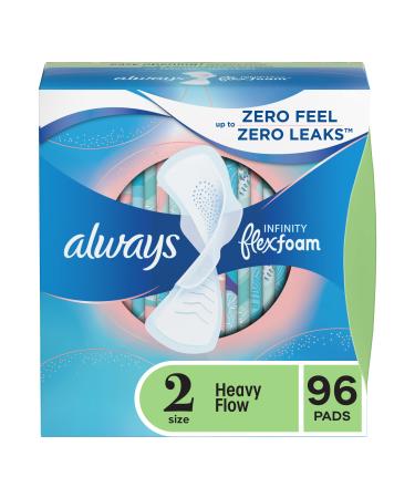 Always Infinity Feminine Pads For Women Size 2 Heavy Flow Absorbency Multipack With Flexfoam With Wings Unscented 32 Count x 3 Packs (96 Count total) 32 Count (Pack of 3) - Buy Online on GoSupps.com