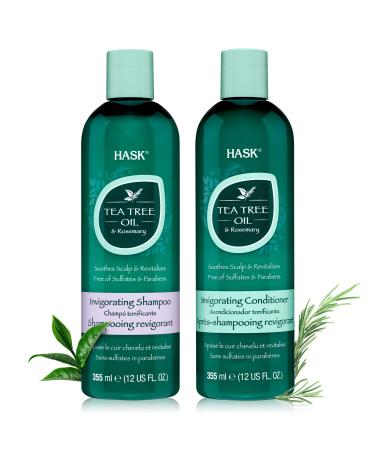 HASK TEA TREE OIL & ROSEMARY Invigorating Shampoo + Conditioner Set for All Hair Types  Color Safe  Gluten-Free  Sulfate-Free  Paraben-Free  Cruelty-Free - 1 Shampoo and 1 Conditioner - Buy Online on GoSupps.com
