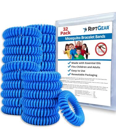 RiptGear Mosquito Repellent Bracelets - 32 Pack of Bug Repellent Bracelets for Kids and Adults, Insect Repellent Bracelet, Citronella Wristband - DEET Free Mosquito Wristbands, Camping Accessories