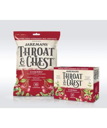Jakemans Cherry Throat & Chest Lozenge Cough Drops 30 Count - All Natural Ingredients - Buy Online on GoSupps.com