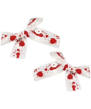 Bloody Hair Bows Halloween Blood Splattered Hair Accessories Clips Zombie Cheerleader Pair