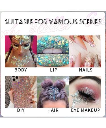 DAGEDA Silver Chunky Glitter Gel - Long Lasting Shimmer for Body, Face, Eyes, Hair, Lips, Nails - Perfect for Festival & Stage Makeup - Buy Online on GoSupps.com