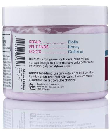 Advanced Clinicals Biotin Hair Treatment Mask - Repair & Strengthen Color-Treated Hair with Manuka Honey & Caffeine - Hydrating Deep Conditioner for Weak Hair - 12 Fl Oz - Buy Online on GoSupps.com