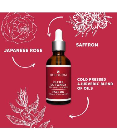 Orientana - Natural Face Oil Japanese Rose & Saffron | Vitamin A C & E | 100% Natural Vegan Anti Ageing Moisturiser | Hydrating Rejuvenating Brightening | Dry Mature & Acne Prone Skin - 50ml - Buy Online on GoSupps.com