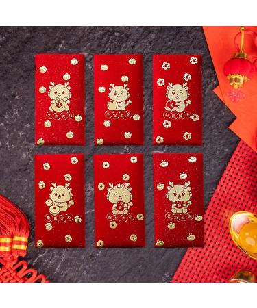 AWHAO 6 Pieces Chinese New Year Red Envelopes 2024 Dragon Year Red Packet Hong Bao for Birthday Style C - Buy Online on GoSupps.com