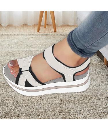 Pacienjo Women's Casual Plateau Sandals - Open Toe Hiking Sandals with Thick Sole & Adjustable Straps | 40 EU Gray - Buy Online on GoSupps.com