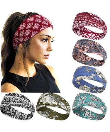 Kavya headband women sport 6 pieces hair band women thin hair bands workout yoga hair accessories women headband red