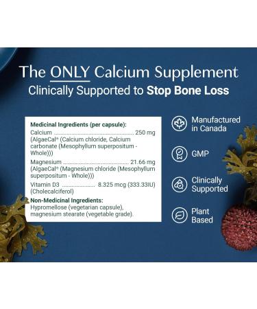 ALGAECAL - Plant Based Calcium Supplement with 13 organic minerals for osteoporosis support + Vitamin D3 (1000 IU). The only calcium that s clinically supported to stop bone loss 3 Month Supply 90 count (Pack of 3) - Buy Online on GoSupps.com
