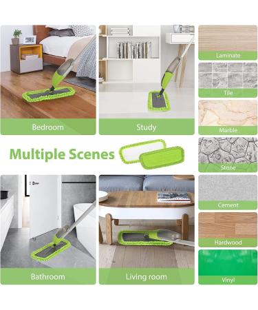 Spray Mop for Floor Cleaning with 6 Reusable Pads and Refillable Bottle - Green - Buy Online on GoSupps.com