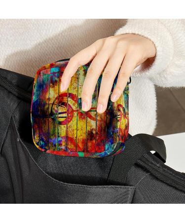 Abstract Colorful Music Notes Violin Treble Clef Storage Bag | Portable Menstrual Cup Pouch & Sanitary Napkin Bag for Teen Girls & Women - Buy Online on GoSupps.com