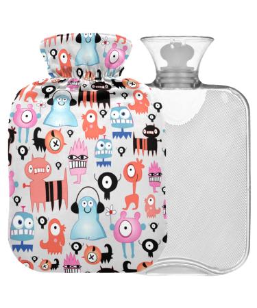 Naanle Monster's hot water bottle with reference transparent bag hot water bottle 2l large hot hot water bottle for bed handfoot warmer pain relief heat and cold therapy