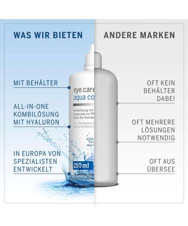 Eye.Care Contact Lenses Liquid with Hyaluron - 250ml Premium Care for Soft Lenses & Antibacterial Containers - International Shipping Available - Buy Online on GoSupps.com
