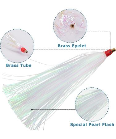 Fishing Mylar Flash Teaser Tail - 12pcs White Saltwater Bucktail Teaser for Teasers, Plugs, Fluke Rigs - Buy Online on GoSupps.com