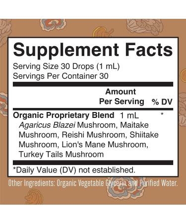 MaryRuth's USDA Organic Mushroom Complex Liquid Drops | Immune Support, Cognitive Function, & Stress Relief | Non-GMO, Vegan, Alcohol-Free Tincture - 1oz - Buy Online on GoSupps.com