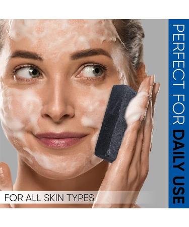 T.Taio Charcoal Soap Sponge - Cleansing Shower Scrubber & Bath Wash for Oil Removal Massage & Lather - Ideal for Face Elbow & Feet - Premium Bathroom Accessories - Buy Online on GoSupps.com