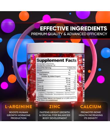 Height Growth Increase Gummies Vitamins Grow Tall Supplement Calcium Magnesium Zinc Ashwagandha Glucosamine Multivitamin for Teens Kids Adults 60 Count (Pack of 1) - Buy Online on GoSupps.com