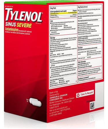 Tylenol Sinus Severe Daytime Caplets - 50 Travel Packs, 100 ct - Pain & Congestion Relief - Buy Online on GoSupps.com