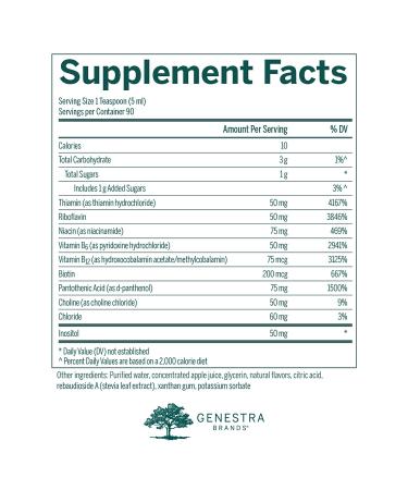 Genestra Brands Liquid B Complex | Energy Metabolism & Neurological Health | 15.2 fl. oz. Tangerine-Cherry Flavor - Buy Online on GoSupps.com