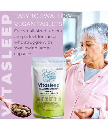 Vitaherbs Valerian Tablets 2000mg - 30 Vegan Tablets | High Strength Valerian Root Extract | Premium Quality | Made in UK - Buy Online on GoSupps.com