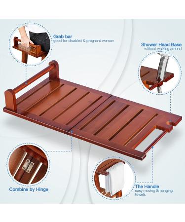 ETECHMART 2-Tier Bamboo Shower Bench 24 Inch Spa Stool with Storage Shelf - Brown - Buy Online on GoSupps.com