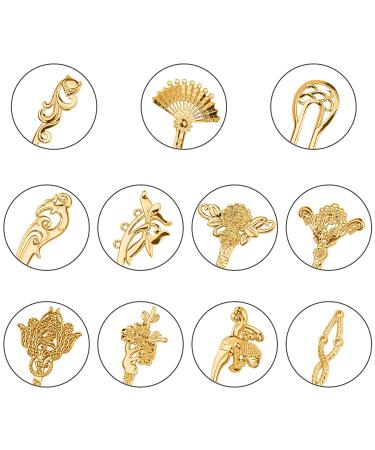 Duufin 22 Pcs Vintage Hair Sticks & Pins - Chinese Chopsticks Hair Forks for Women - Golden Elegance - Buy Online on GoSupps.com