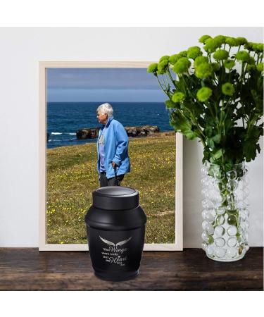 LINES ARTE 5.7 Inches Medium Size Urns for Human Ashes Adult Male Black Cremation Urns for Adult Ashes Angel Wings Decorative Urns M Black Wings - Buy Online on GoSupps.com